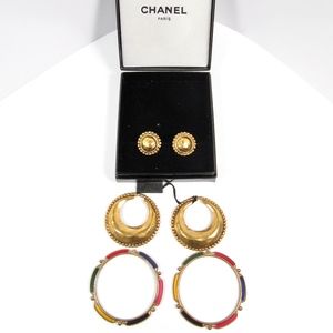 Vintage Chanel Convertible Earrings Clip On Hoops